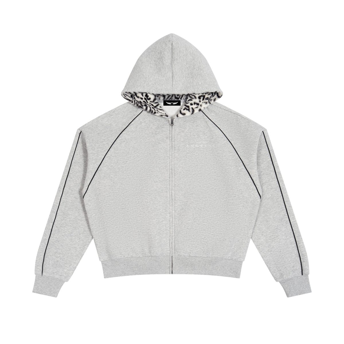 ANGELIC Snow Leopard Fur Hood Zip up