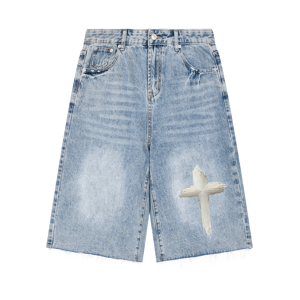 Men's Vintage Washed Baggy Graphic Cross Jorts